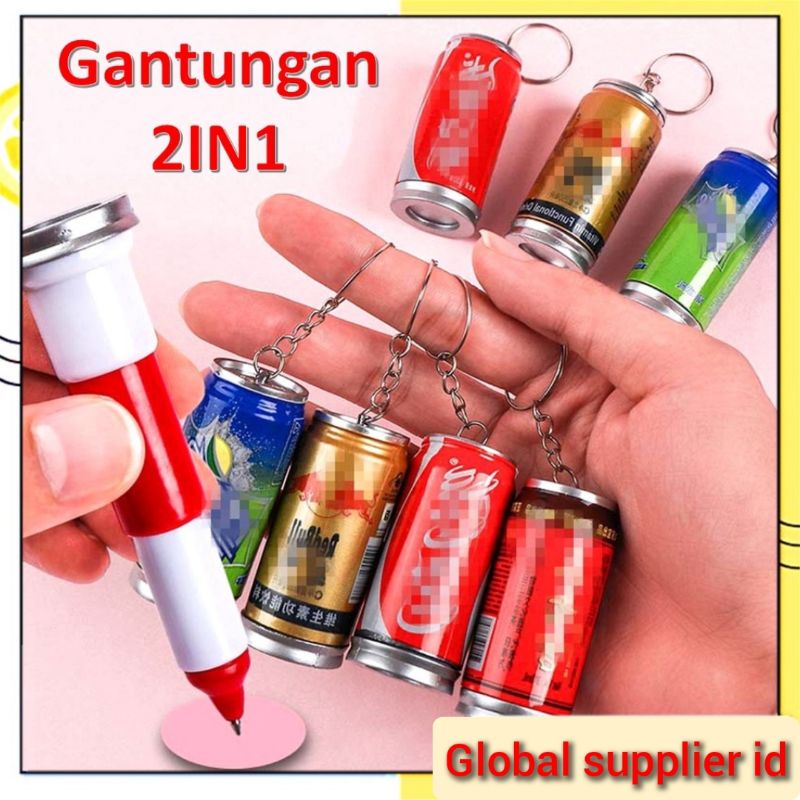 

Gantungan Kunci minuman kaleng 2 in 1 pulpen pena