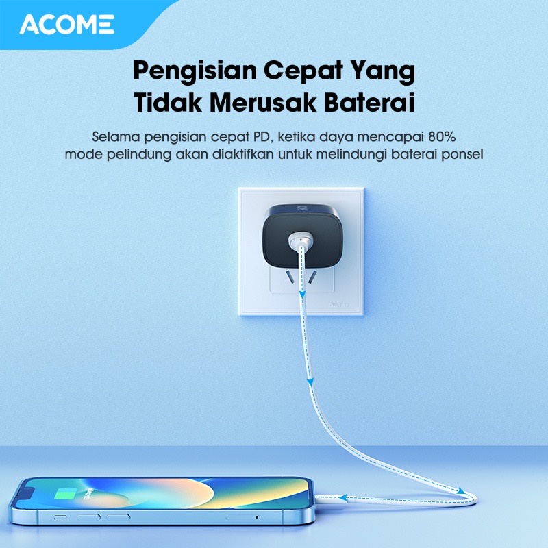 ACOME AC07 Charger Original 20W PD Port USB C Fast Charging Garansi Resmi 1 Tahun