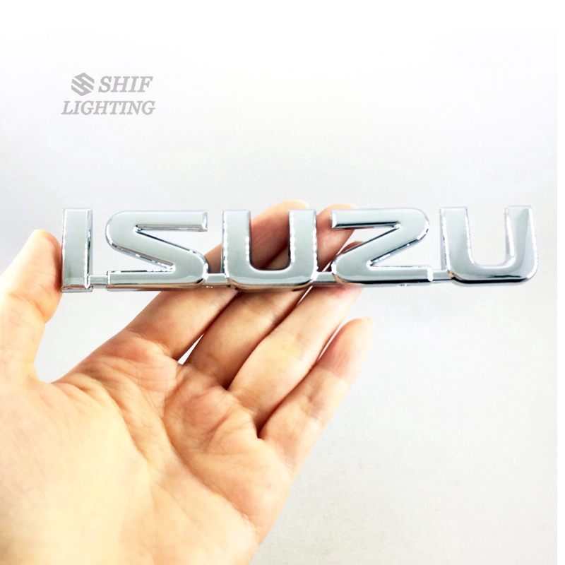 Stiker Emblem / Badge Motif Logo Isuzu Bahan ABS Chrome untuk Bagasi Belakang Mobil suzu