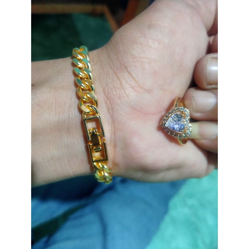 Set Gelang tangan free cincin permata lapis emas gold motif pilihan RO-27