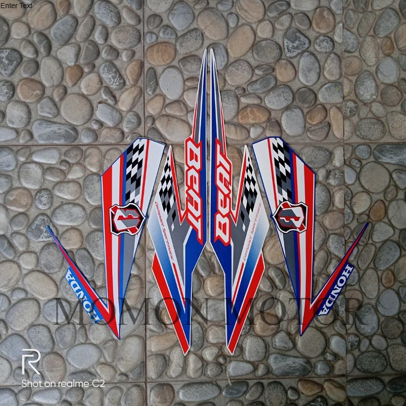 Sticker  striping  honda beat esp 2018 putih biru
