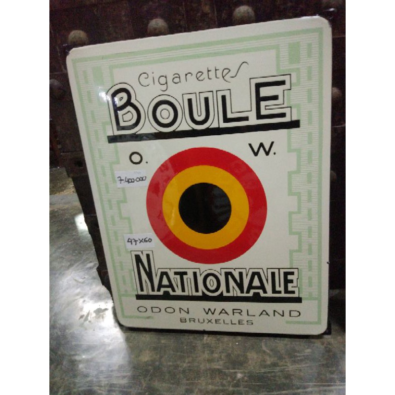 Papan Iklan Enamel Boule Nationale Jadul Antik