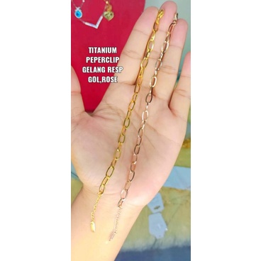 kalung dan gelang peperclip titanium asli, tidak luntur