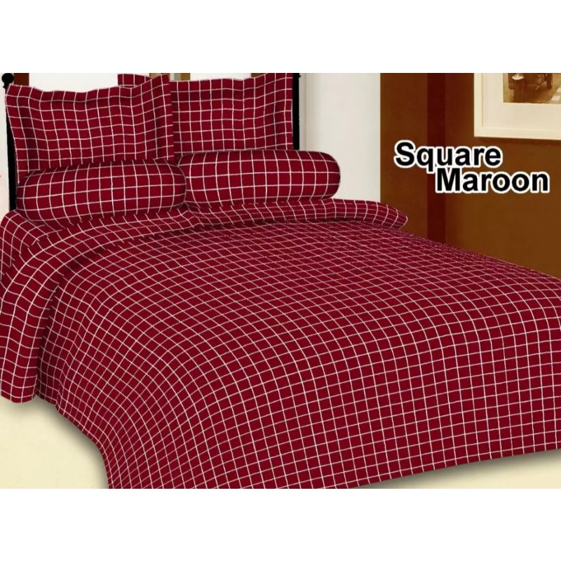 NO.2//SPREI KOTAK-KOTAK MAROON//SPREI SIZE QUEEN NO.2 UKURAN 160X200//SPREI UNTUK KASUR BUSA DAN SPR