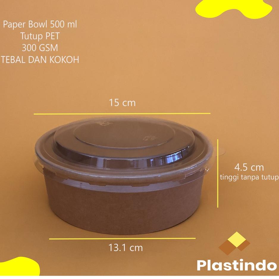 Garansi Hemat Brown Kraft Paper Bowl 500 ml (Isi 25 pcs) - Food Grade Kraft Bowl - Mangkok Kertas Coklat