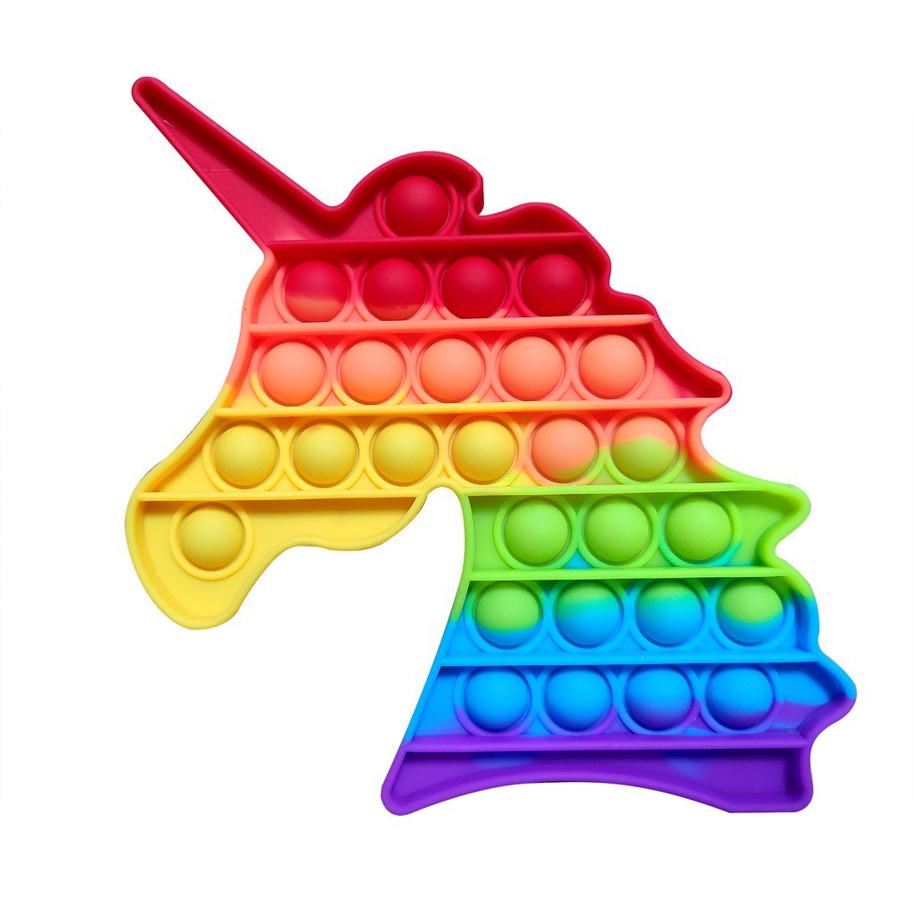 Mainan Pop it murah / UKURAN BESAR / popit Pop Its Square rainbow multicolor Fidget Toy Push bubble-unicorn rainbow