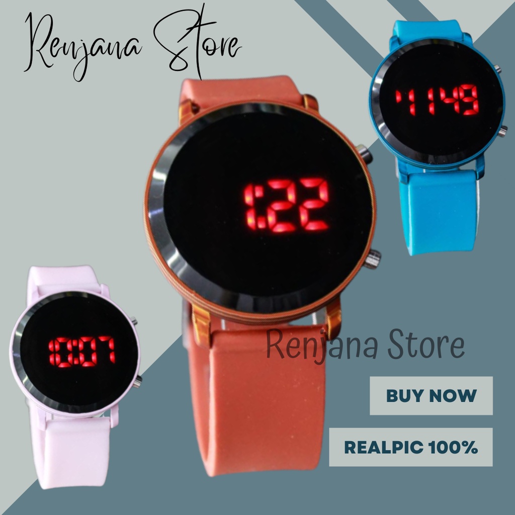 Jam Tangan LED Pria Wanita Unisex Original Bulat Rubber Strap Model Korea