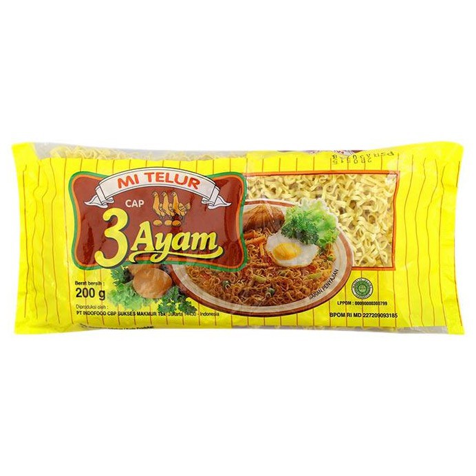 

MIE TELUR CAP 3 AYAM/MIE KUNING CAP 3 AYAM 200GR