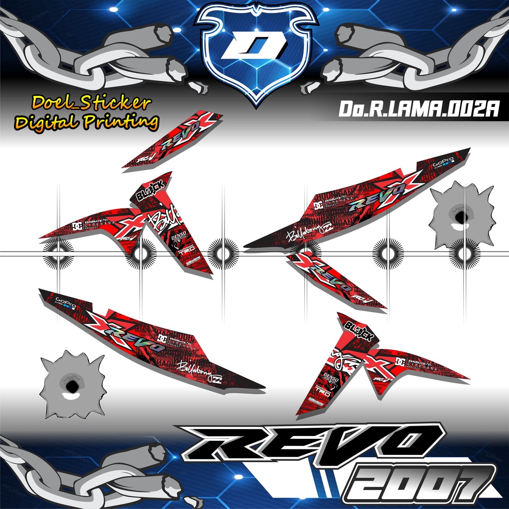 Striping Sticker Revo 110 - Stiker Lis Variasi Revo Lama 2007 Desain HOONIGAN 002A