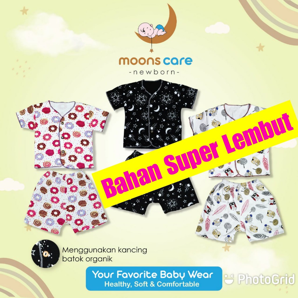 SML MOONS STELAN PENDEK PREMIUM BABYMOON STELAN BAJU BARU LAHIR NEWBORN BAJU BAYI BAJU PANJANG KUTUN