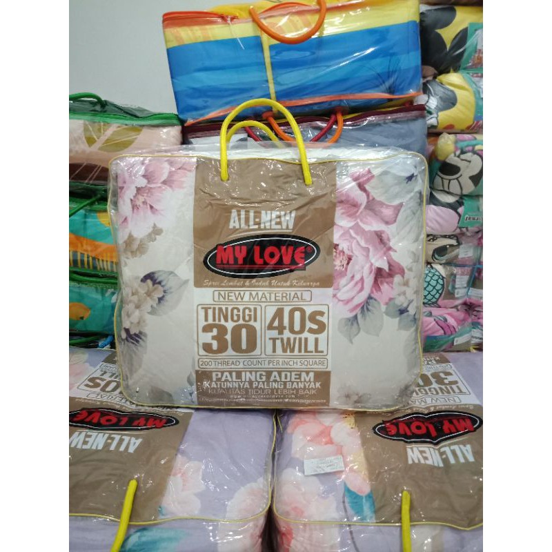 Bedcover My Love Queen FLAT 160x200 cm Tinggi 30 cm Katun Kualitas Premium