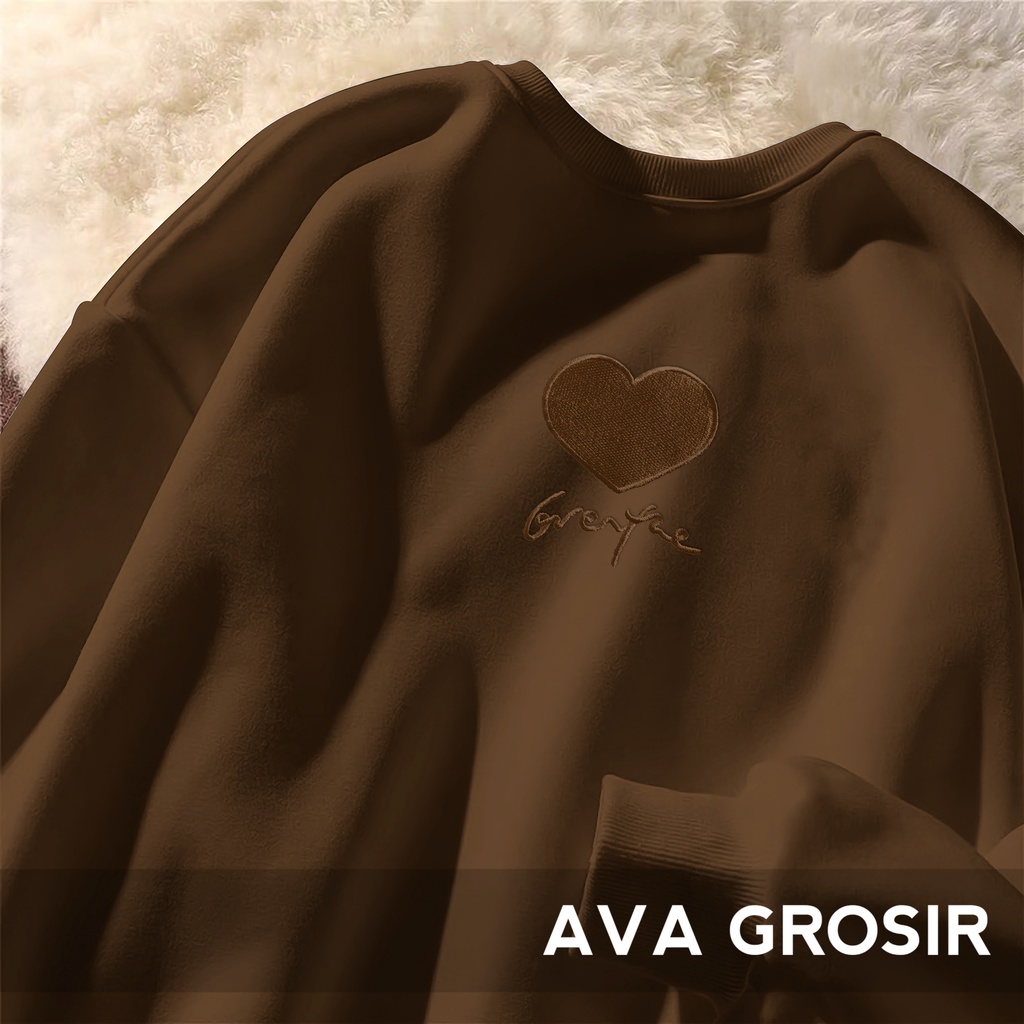 Sweater Crewneck Wanita Fine LoVe - Korean Sweatshirt - Baju Wanita - Bahan Fleece - Allsize-3