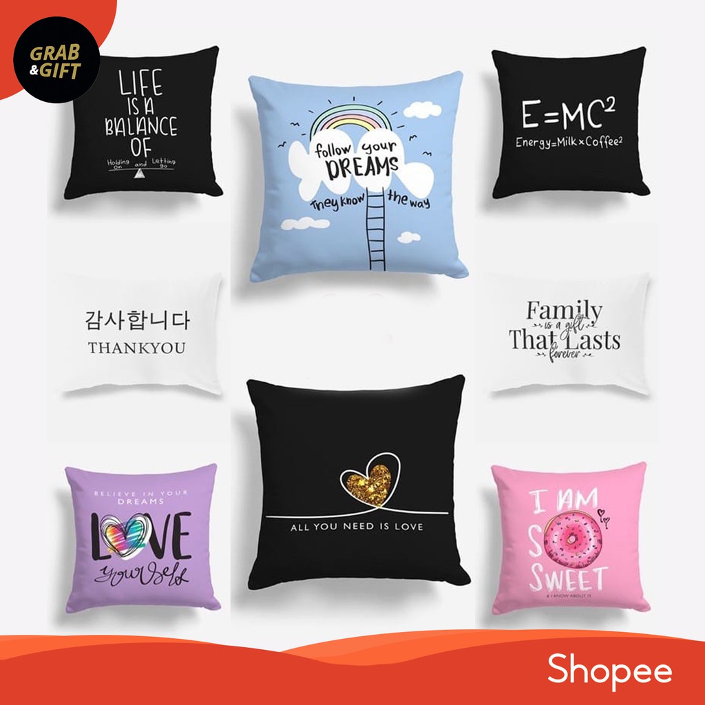 Bantal Sofa Dekorasi Quote 40x40cm dan 45x30cm