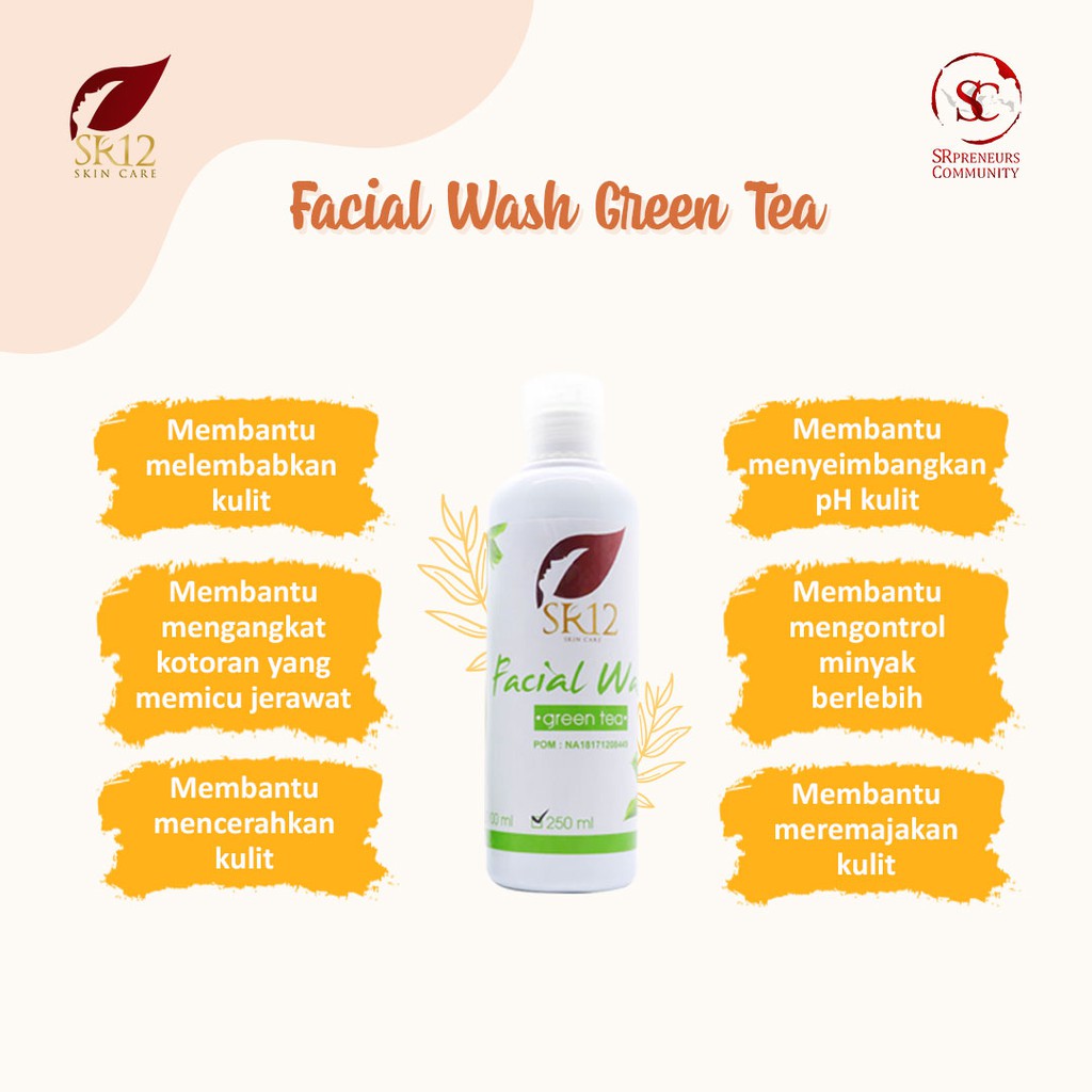 SABUN WAJAH GREEN TEA SR12 BPOM / MENGENCANGKAN WAJAH / FACIAL WASH GREENTEA / JERAWAT &amp; BERMINYAK