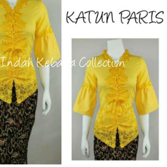 ♪ 8942 Indah Kebaya Modern Encim Kutubaru Bali Murah Batik Bordir Brokat - Kuning, S ☺