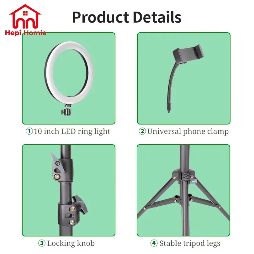 [HH] RING LIGHT LED 26CM LAMPU RINGLIGHT 26 CM MAKE UP VLOG TIKTOK LIVE SELFIE 10 INCH + TRIPOD