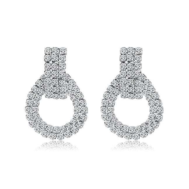 LRC Anting Tusuk White K Alloy Diamond Geometry Tassel Earrings F72425