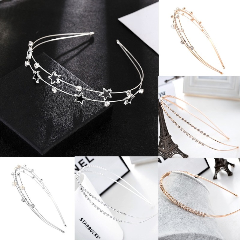 Alloy Headband Simple Pearl Diamond Hair Hoop Girls Korean Simple Hair Band