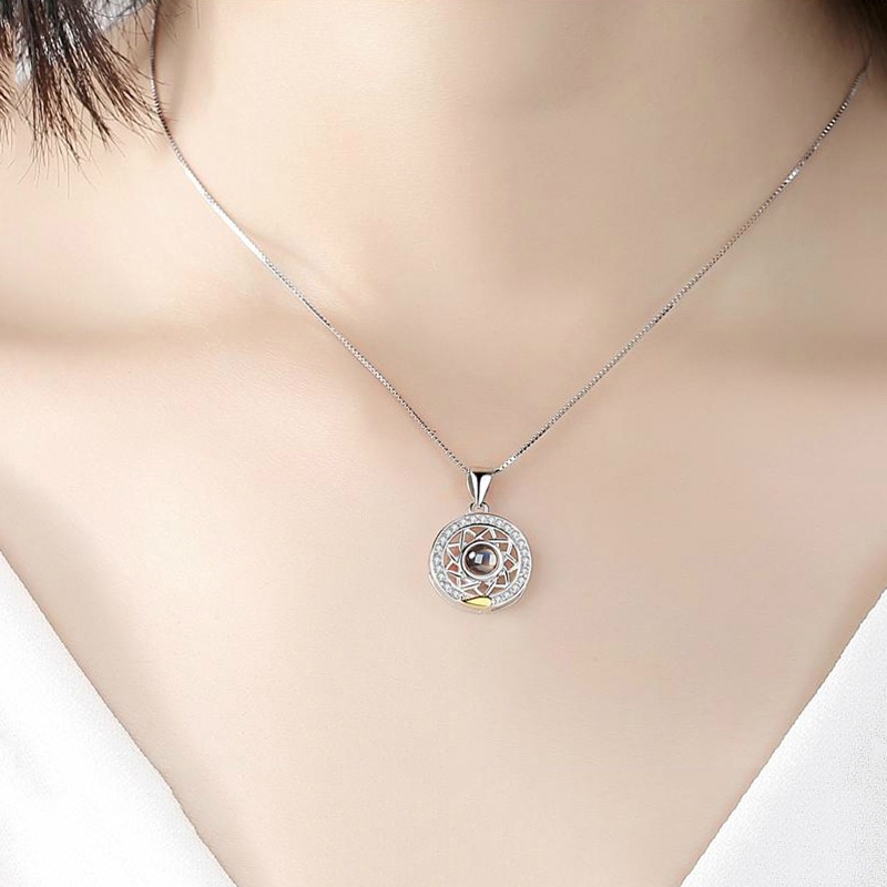 [ 2Pcs/Set Creative Metal Sun And Moon Pendant Necklace  Sliver Lover Necklace ] [  Lover Couple Gifts Jewelry Accessories ]