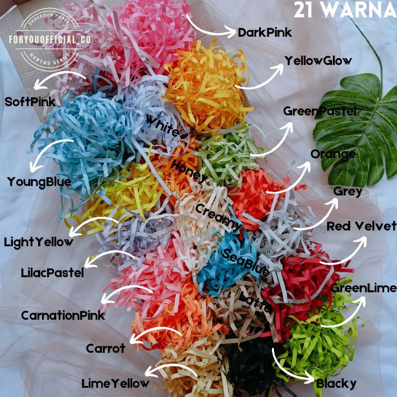 

(21 WARNA) 20gr GIFT BOX FILLER SHREDDER PAPER KERTAS SERUT KERTAS CACAH KERTAS PACKING GIFT BOX