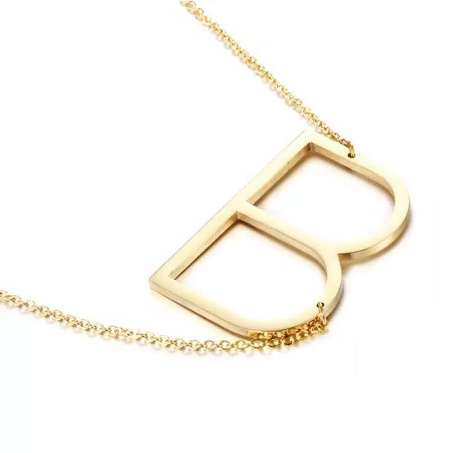 Fourfashion Kalung Titanium Anti Karat Inisial Nama Huruf 4cm