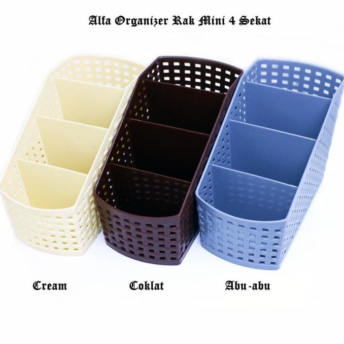 

] Alfa Organizer Rak Mini 4 Sekat Tempat ATK - Random Warna