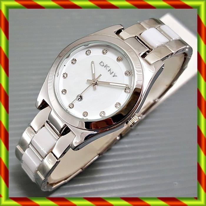 DKNY Fashion Rantai Mata Silver Putih | Jam Tangan Wanita Mini Kado AC Best seller