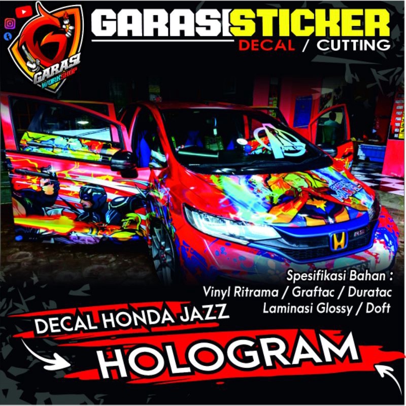 STIKER DECAL HONDA JAZZ GK5 HOLOGRAM