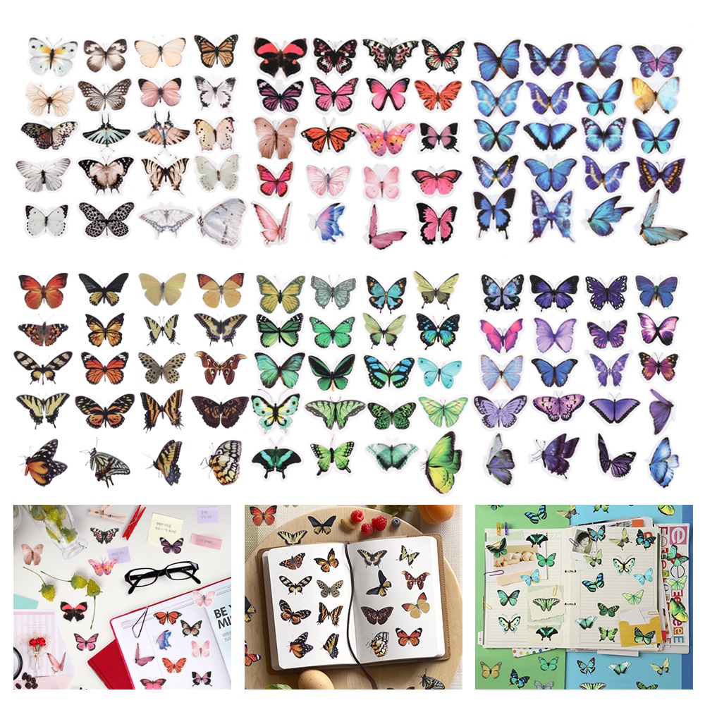 40pcs / Pak Stiker Butterfly Romantis Anti Air Gaya Vintage Untuk Dekorasi DIY