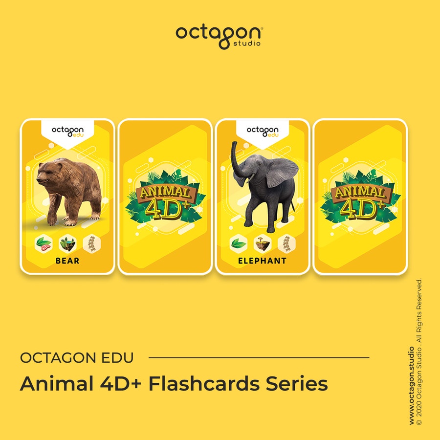 Kartu Animal 4D+ / Flash Card / Mainan Edukasi Anak (Octagon Studio)