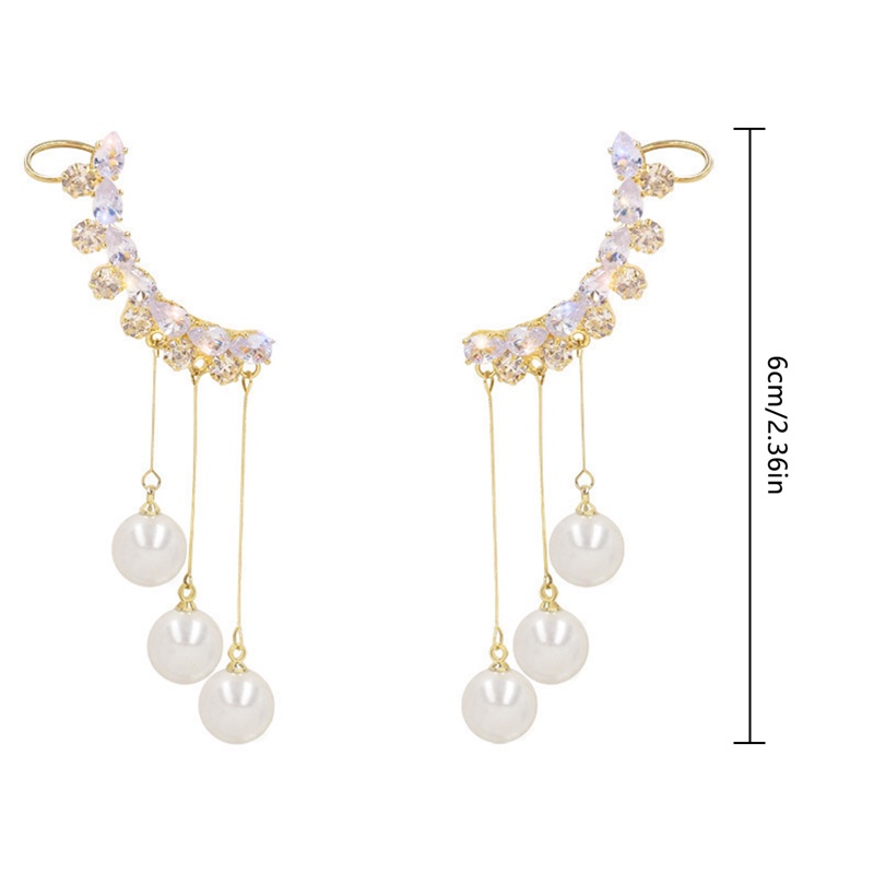 Anting Rumbai Kristal Zircon Mutiara Gaya Elegan Untuk Wanita