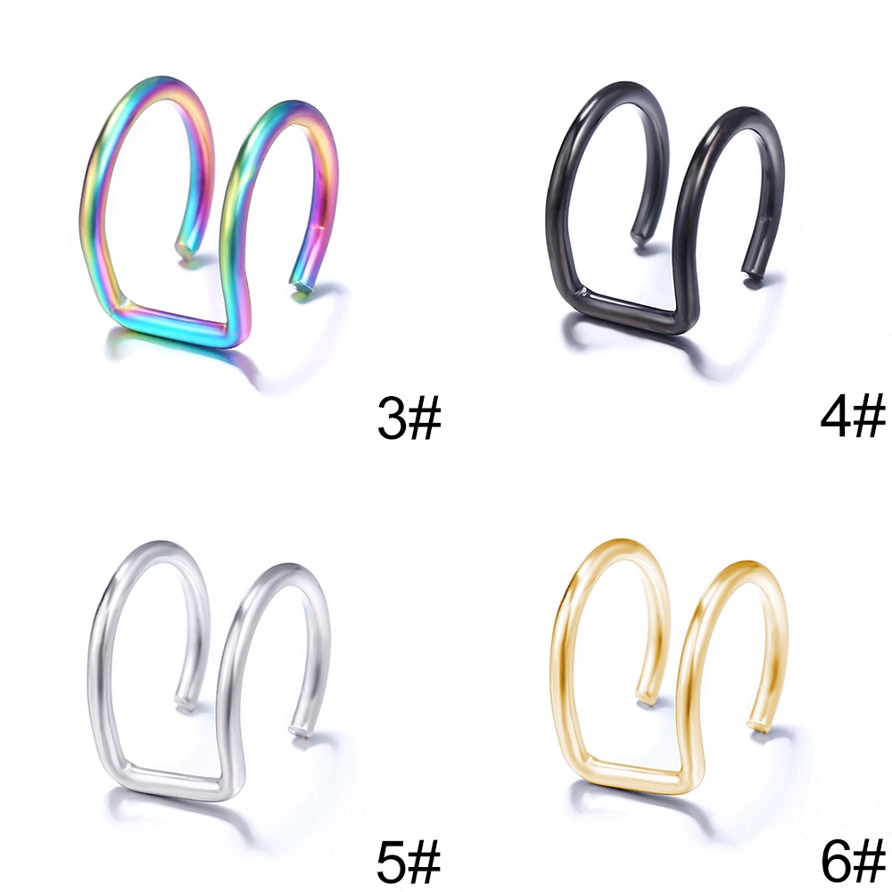 Ear clip Suit 5-piece set Creative personality Double C Cartilage U shape Earless hole Stud earring