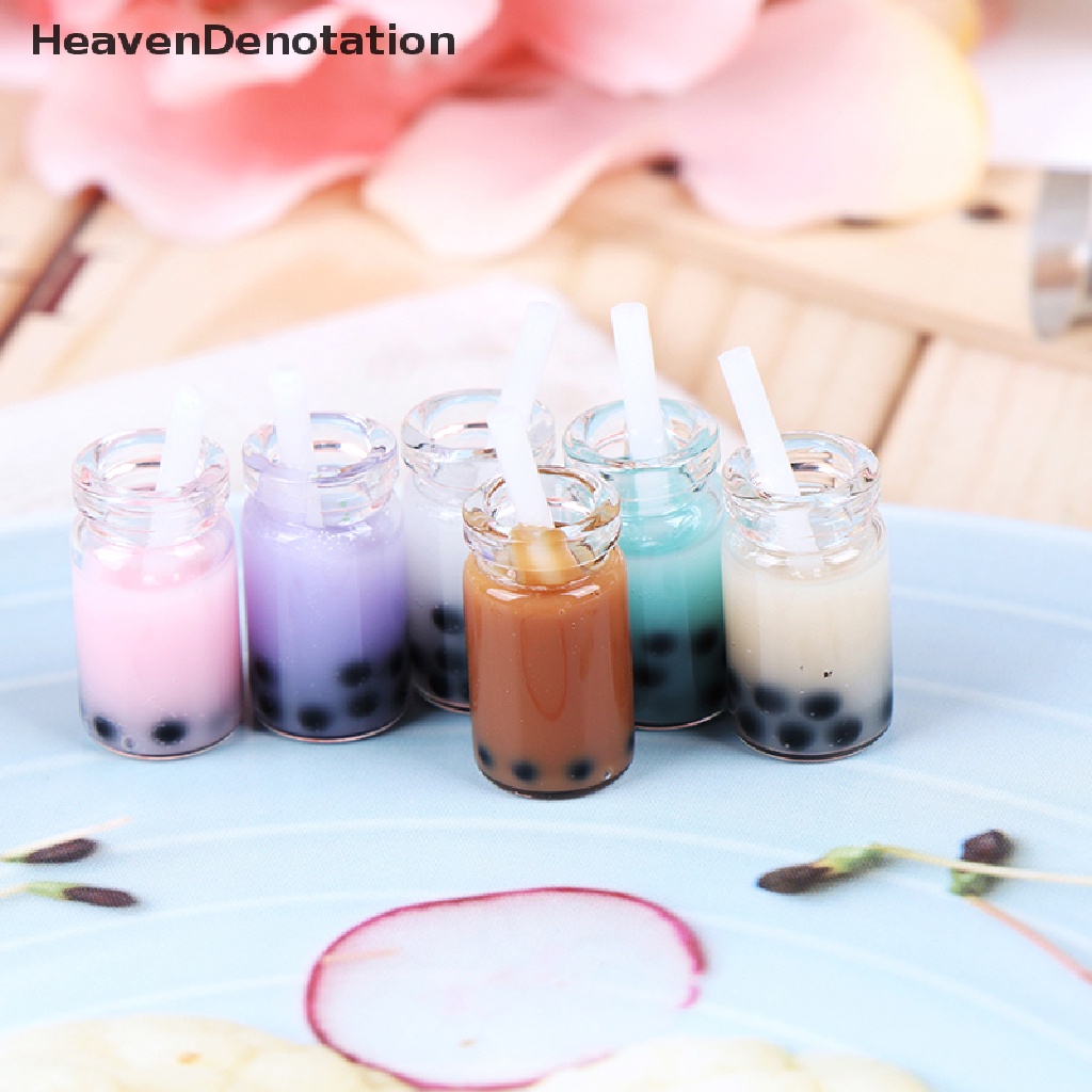 (Heavendenotation) 3pcs Miniatur Gelas Milk Tea Skala 1: 12 Untuk Dekorasi Rumah Boneka