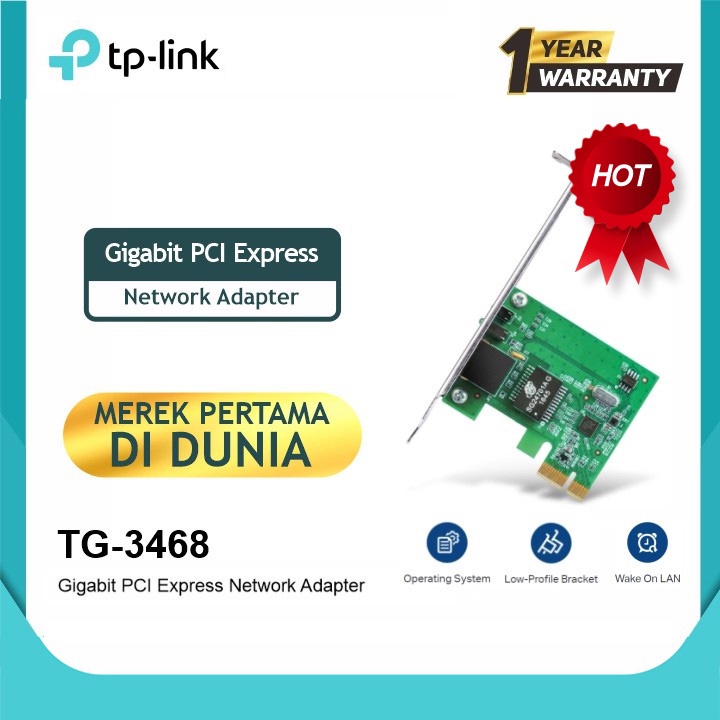 TP-LINK TG-3468 Lan Card Gigabit PCI Express 5.0 Express Network Adapter TP-LINK Garansi Resmi