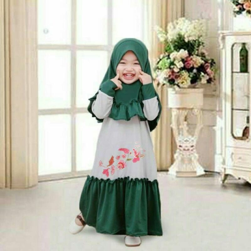 Sarah kids fs Gamis anak balita 3th 2th gamis bordir anak murah
