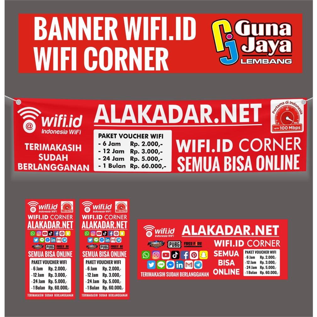 Jual SPANDUK BANNER WIFI CORNER WIFI ID WIFI HOTSPOT / GRATIS DESIGN