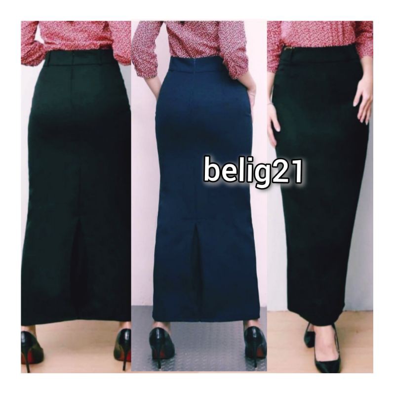 Rok Kerja Panjang Hitam Span Biron Kipas Bahan Formal Kantor 01 Rok Span Rok Panjang Rok Hitam