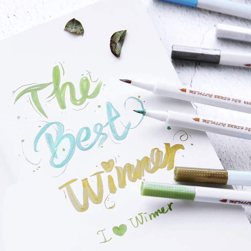 

[HARU] Metallic Brush Pen Spidol Warna Lembut Kaligrafi Dekor