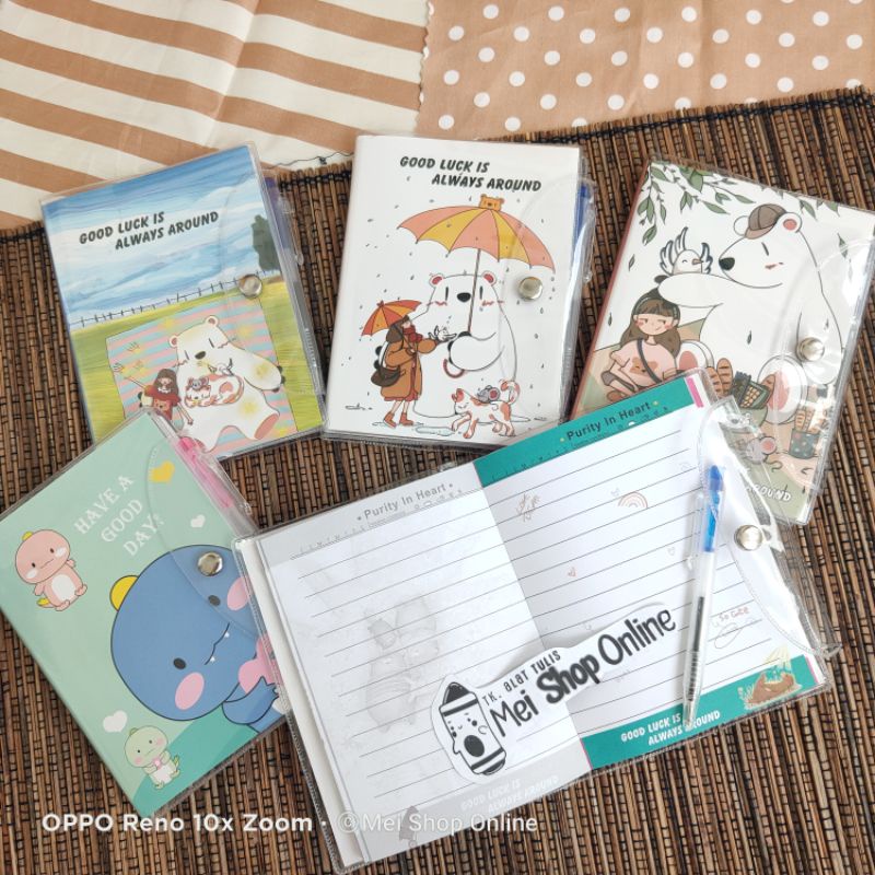 

Buku Diary Klip + Gratis Pulpen, Isi buku warna warni Lucu