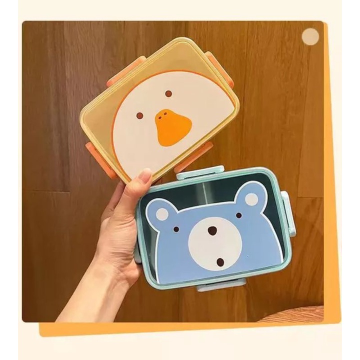 KOTAK MAKAN ANAK TUTUP KARAKTER BEAR LUCU KD 2518A 480ml