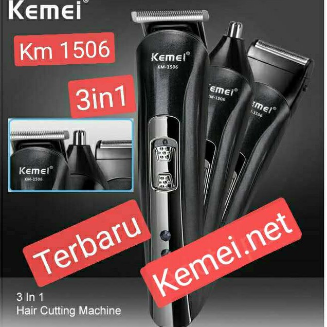 Alat Cukur / Shaver Rambut Jenggot Clipper 3 in1 Kemei KM-1506