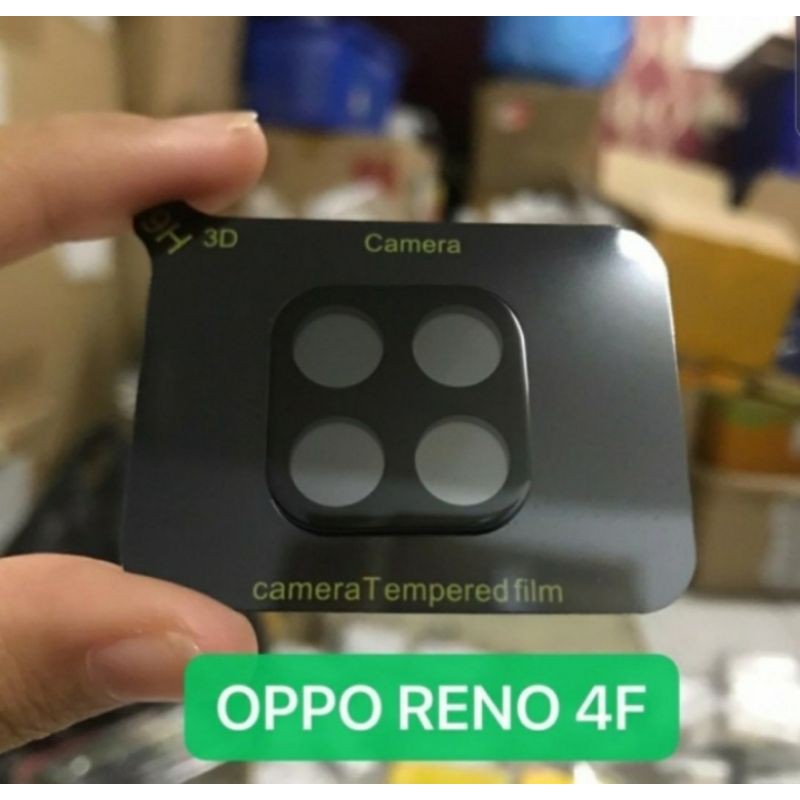 Oppo Reno 4F Premium Frame Hitam Kamera 3D Round Edge Kamera