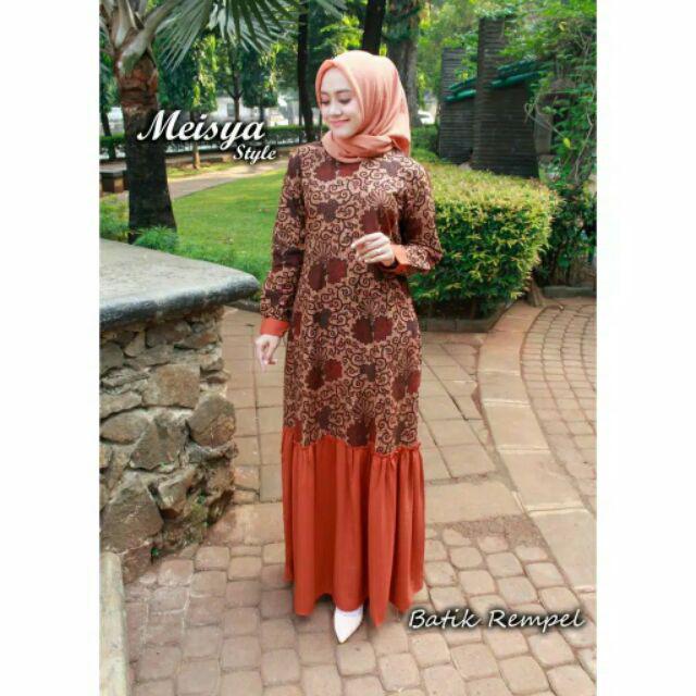 Gamis Batik Rempel Ready Jumbo Ld 120cm