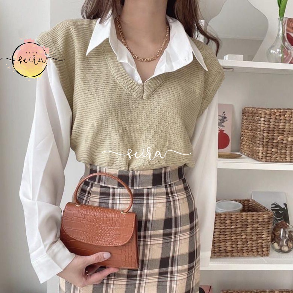 [BISA COD] Kani Vest Rompi Basic Rajut / Outer Knit V  Neck / Rompi Kani / Vest Kani / Outer Rajut Kani / V Vest / Vest V Neck Kani