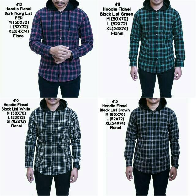 JimmyBungs Kemeja Flanel Kupluk Pria Lengan Panjang Kasual JimmyBungs Kemeja Flanel Kupluk Pria Lengan Panjang Kasual