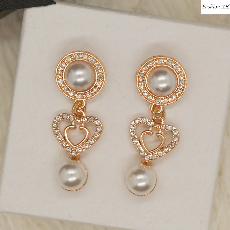 Bros Peniti Desain Hati Ganda Hias Mutiara Imitasi Untuk Wanita M70058