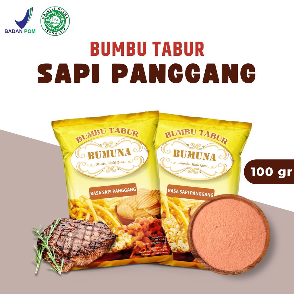 Bumbu Tabur Rasa Sapi Panggang 100 gram | Seasoning Powder Bumbu Tabur BUMUNA Premium Bubuk Tabur Keripik Kentang Lidi Makaroni Penyedap Rasa