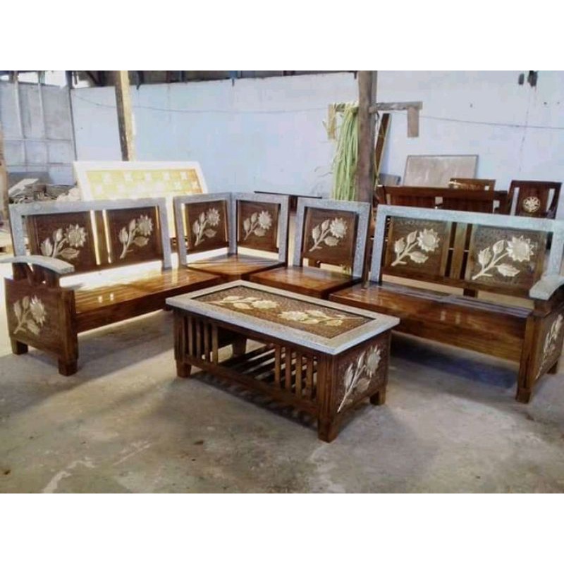 Furniture kursi sofa tamu model sudut koper / kursi kayu jati /kursi jati minimalis untuk ruang tamu