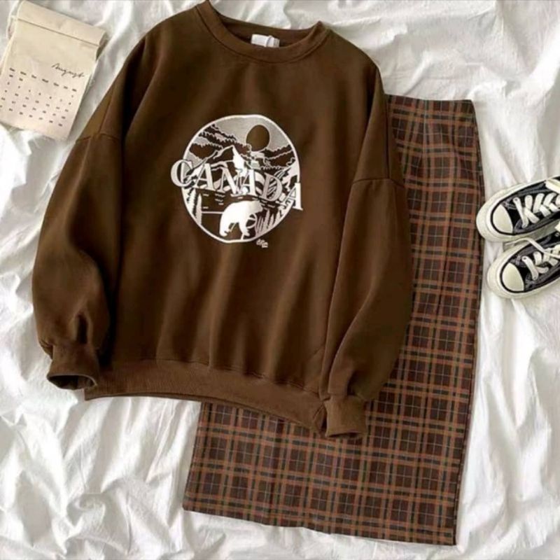 CANADA L - XL Sweater Oversize (TANPA ROK/HANYA SWEATER)