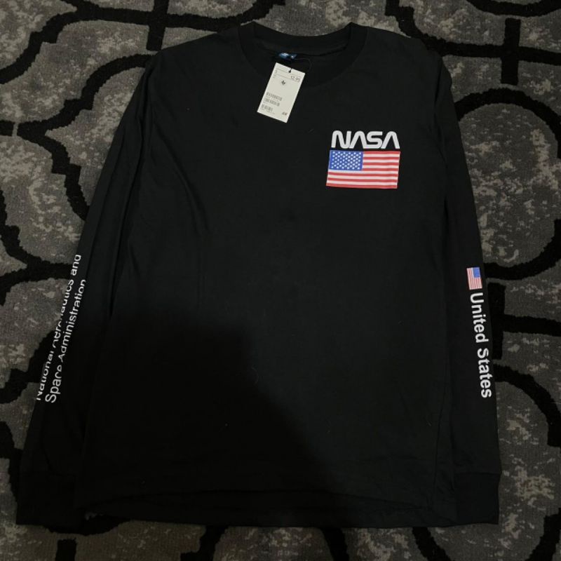 Kaos H&M Hitam NASA lengan panjang Original